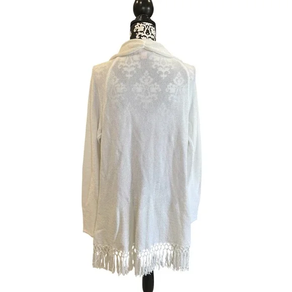 Lilly Pulitzer Tatum Fringe Cardigan Sweater White Open XL - Picture 4 of 10